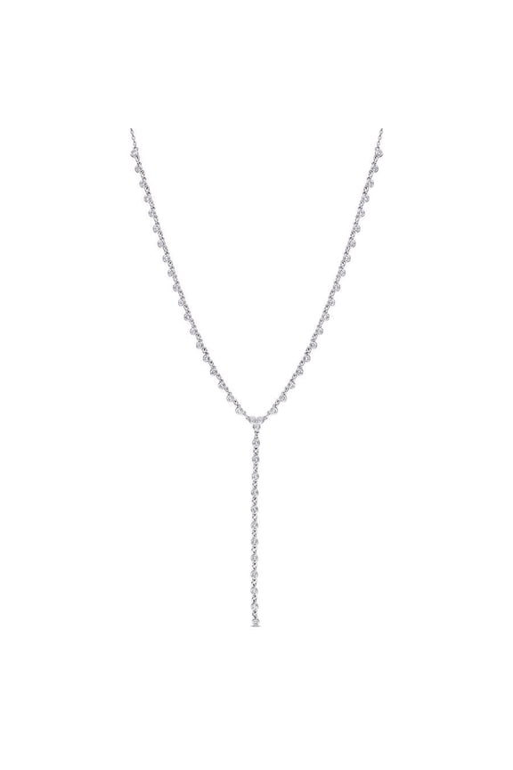 4/5CT TDW Diamond Lariat Necklace In 14K White Gold - 15.5 In.