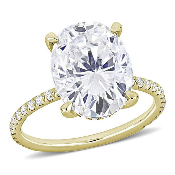 AMOUR 4 7/8 CT DEW Oval Created Moissanite Engagement Ring In 10K Yellow Gold