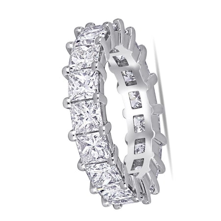 AMOUR 5.54 CT Princess Diamond TW Eternity Ring in Platinum