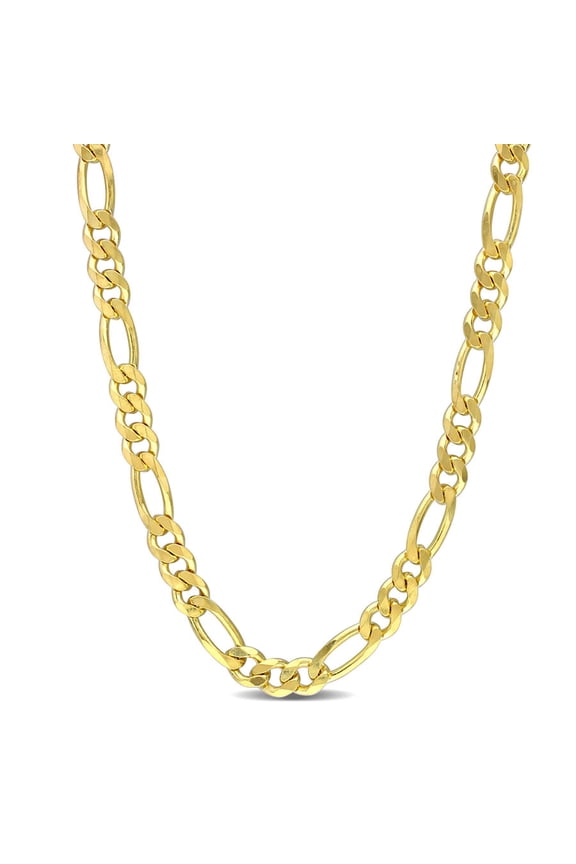 5.5mm Figaro Chain Necklace In Yellow Plated Sterling Silver, 18 In
