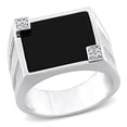 thumbnail image 1 of AMOUR 5 CT TGW Square Black Onyx and Diamond Accent Men's Ring In Sterling Silver, 1 of 1