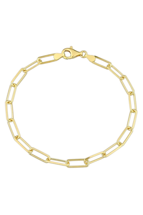 5mm Diamond Cut Paperclip Chain Bracelet In Yellow Plated Sterling Silver, 9 In