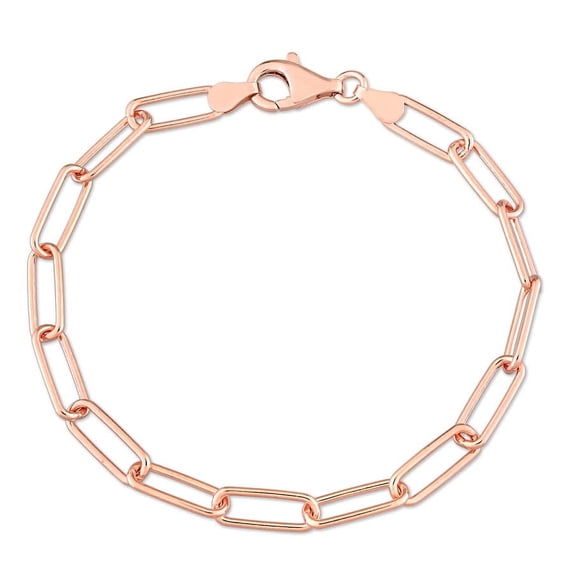 AMOUR 5mm Paperclip Chain Bracelet In Rose Plated Sterling Silver, 7.5 In