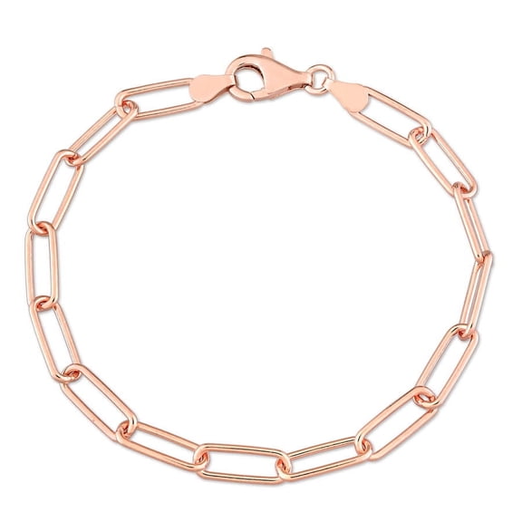 AMOUR 5mm Paperclip Chain Bracelet In Rose Plated Sterling Silver, 7.5 In