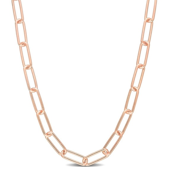 AMOUR 5mm Paperclip Chain Necklace In Rose Plated Sterling Silver, 24 In