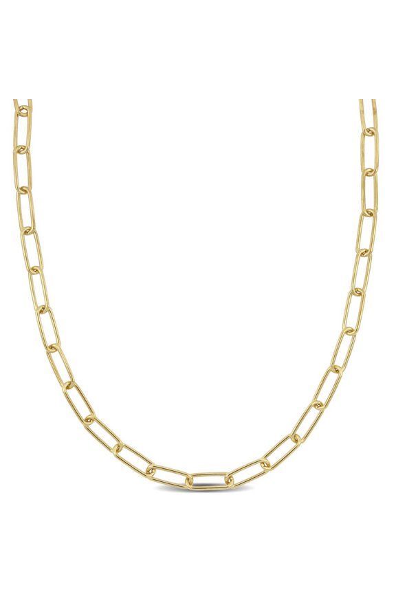 5mm Paperclip Chain Necklace In Yellow Plated Sterling Silver, 18 In