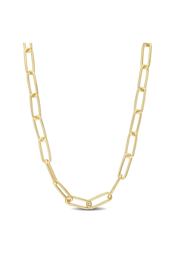 5mm Paperclip Chain Necklace In Yellow Plated Sterling Silver, 20 In