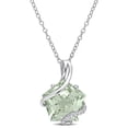 thumbnail image 1 of AMOUR 6 1/2 CT TGW Green Quartz and Diamond Accent Swirl Pendant with Chain In Sterling Silver, 1 of 1