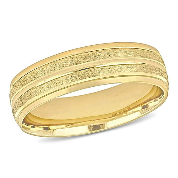 AMOUR 6mm Double Row Textured Wedding Band In 14K Yellow Gold