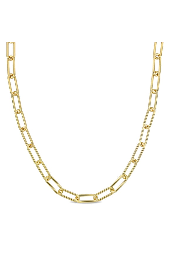 6mm Paperclip Chain Necklace In Yellow Plated Sterling Silver, 16 In