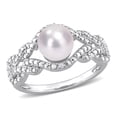 thumbnail image 1 of AMOUR 7-7.5mm Freshwater Cultured Pearl and Diamond Accent Infinity Ring In Sterling Silver, 1 of 1
