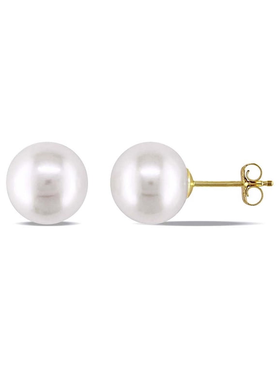 8 - 8.5 Mm Cultured Freshwater Pearl Stud Earrings In 14K Yellow Gold