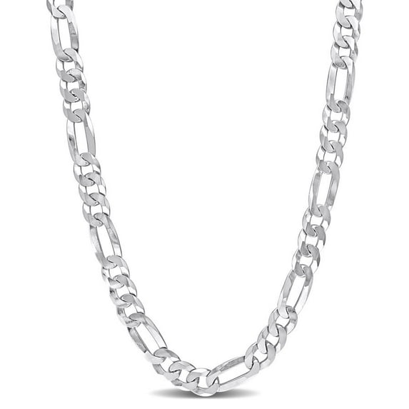 AMOUR 8.9mm Flat Figaro Chain Necklace In Sterling Silver, 24 In