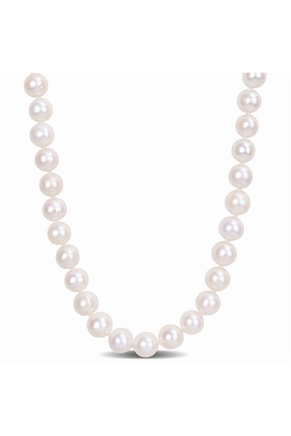 9 - 10 Mm Freshwater Cultured Pearl Strand with Silvertone Clasp