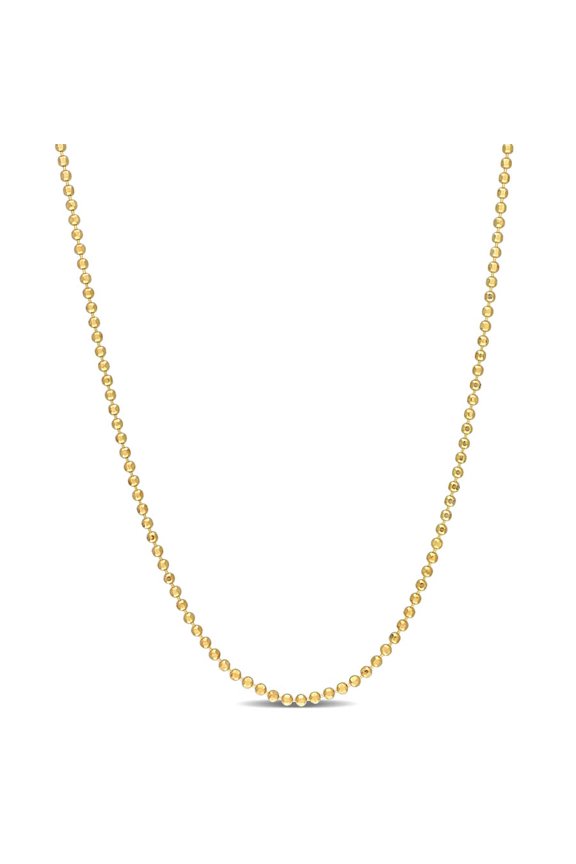 Ball Chain Necklace In Yellow Plated Sterling Silver, 18 In