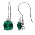 thumbnail image 1 of AMOUR Created Emerald Sapphire Earrings with Diamonds In 10K White Gold, 1 of 1