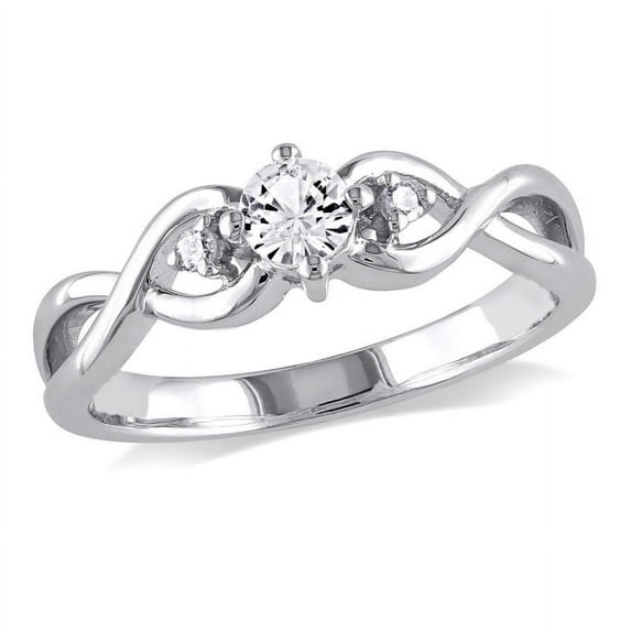 AMOUR Created White Sapphire and Diamond Infinity Ring In Sterling Silver