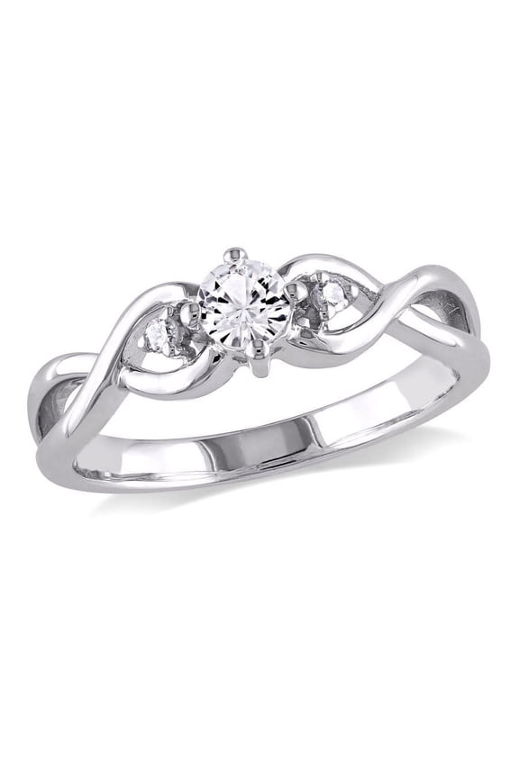 Created White Sapphire and Diamond Infinity Ring In Sterling Silver
