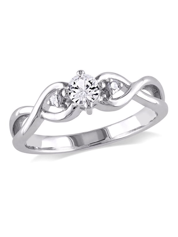 Created White Sapphire and Diamond Infinity Ring In Sterling Silver