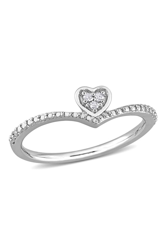 Diamond Accent Heart Promise Ring In Sterling Silver