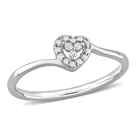 AMOUR Diamond Accent Heart Promise Ring In Sterling Silver