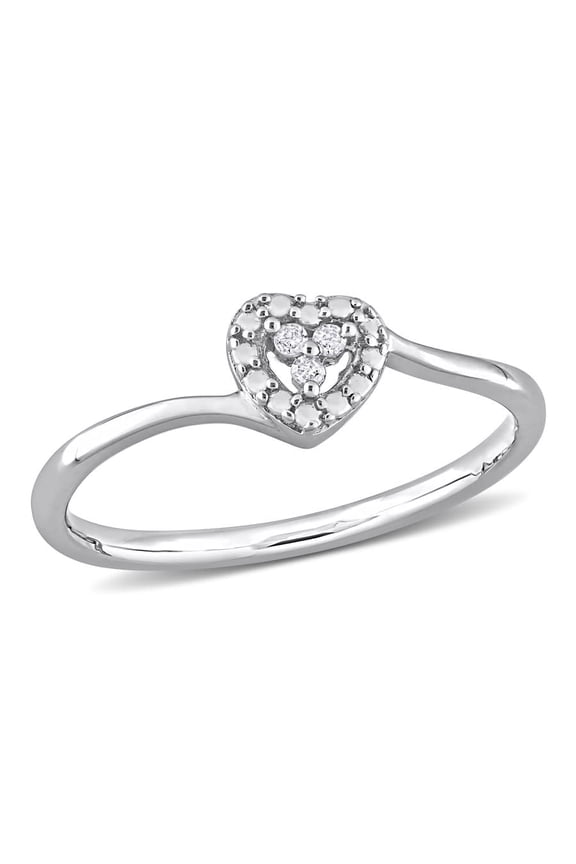 Diamond Accent Heart Promise Ring In Sterling Silver
