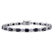 AMOUR Diamond and 11 1/6 CT TGW Black Sapphire Bracelet In Sterling Silver