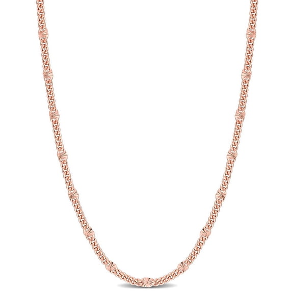AMOUR Double Curb Link Chain Necklace In Rose Plated Sterling Silver, 20 In