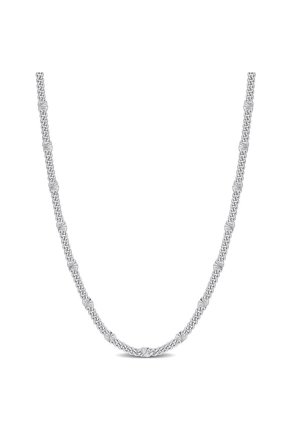 Double Curb Link Chain Necklace In Sterling Silver, 20 In