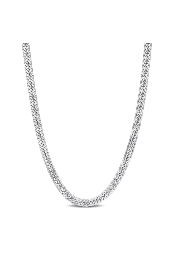 Double Curb Link Chain Necklace In Sterling Silver, 24 In