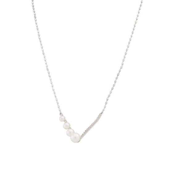 AMOUR Freshwater Cultured Pearl and 1/3 CT TGW Created White Sapphire Necklace In Sterling Silver