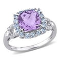 thumbnail image 1 of AMOUR Halo Diamond, Amethyst, and Cushion Cut Tanzanite Ring In Sterling Silver, 1 of 1