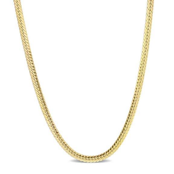 AMOUR Herringbone Chain Necklace In Yellow Plated Sterling Silver, 18 In