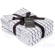 AMOUR INFINI Grid Kitchen Towels - Cotton Cleaning Kitchen Towels and Dish Towels Set of 4 - Kitchen Towels for Cleaning and Drying Dishes 20x28 Inch - D.Grey
