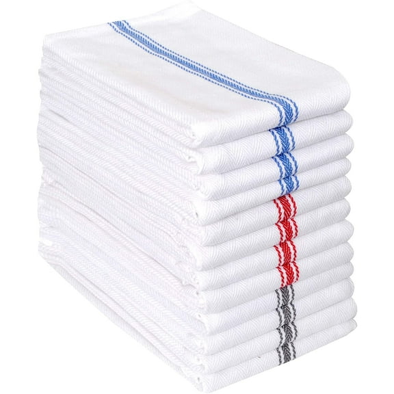 AMOUR INFINI Herringbone Weave Kitchen Towels Cotton Set of 12 Kitchen Hand Towels 28x16 Inch Soft Super Absorbent Quick Dry Washable Dish Towels (Assorted)