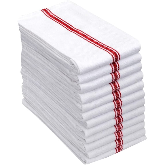 AMOUR INFINI Herringbone Weave Kitchen Towels Cotton Set of 12 Kitchen Hand Towels 28x16 Inch Soft Super Absorbent Quick Dry Washable Red Dish Towels