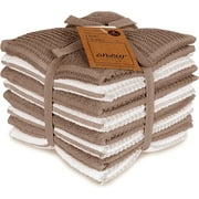 AMOUR INFINI Terry Dish Cloths Set of 8 Super Soft and Highly Absorbent Kitchen Dish Rags Premium Kitchen Dish Cloths for Washing Dishes 12x12 Inch - Brown