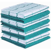 AMOUR INFINI Terry Dish Cloths - Super Absorbent Cleaning Cloths - Set of 8 Kitchen Dish Towels - Kitchen Towels for Washing Drying Dishes 12x12 Inch, Teal