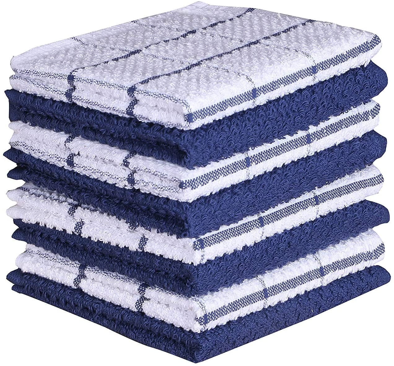 AMOUR INFINI Terry Dish Cloths - Super Absorbent Cleaning Cloths - Set of 8 Kitchen Dish Towels - Kitchen Towels for Washing Drying Dishes (12x12 Inch, Blue) - Walmart.com