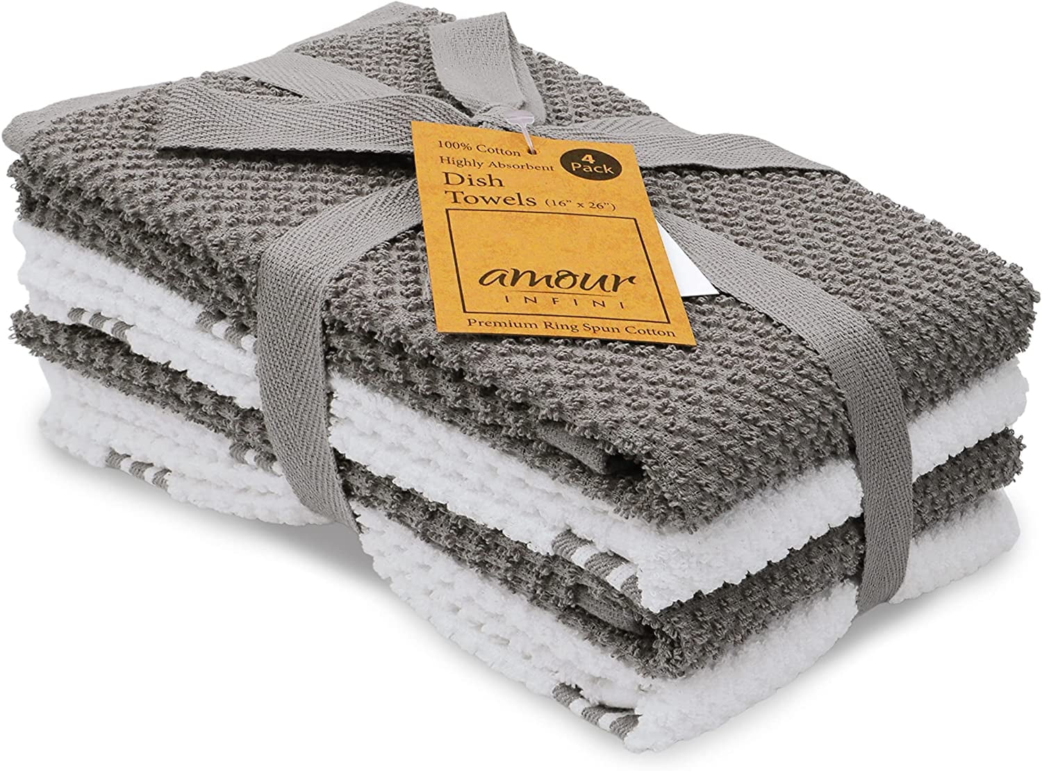 AMOUR INFINI Terry Kitchen Towels Pack of 4 Highly Absorbent Washable ...