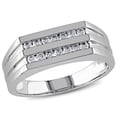 thumbnail image 1 of AMOUR Men's 1/3 CT TW Diamond Triple Row Ring In 10K White Gold, 1 of 1