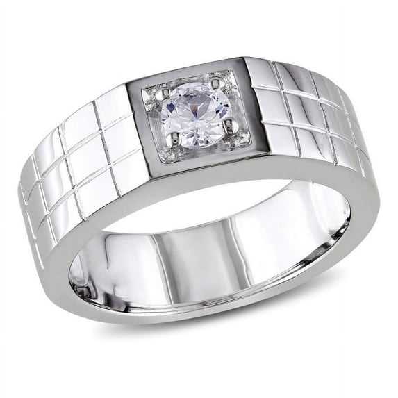 AMOUR Men's Created White Sapphire Ring In Sterling Silver