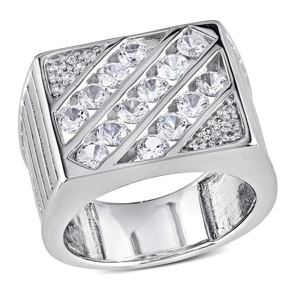 AMOUR 5/8 CT TGW Created Blue Sapphire and Created White Sapphire Men's ...