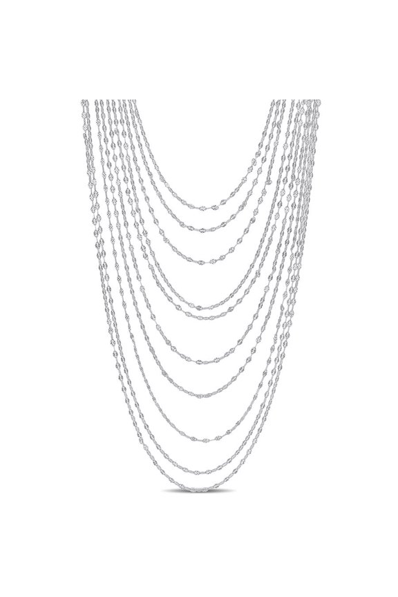 Multi-Strand Chain Necklace In Sterling Silver, 18 In