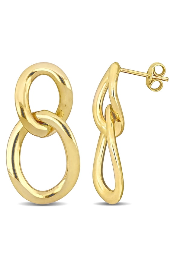 Open Oval Double Link Earrings In 10K Yellow Gold
