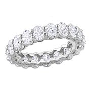AMOUR Oval Cut Created Moissanite Eternity Ring In 14K White Gold