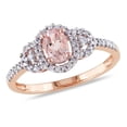 thumbnail image 1 of AMOUR Oval-cut Morganite Halo Ring with 1/6 CT TW Diamonds In 10K Rose Gold, 1 of 1