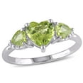 thumbnail image 1 of AMOUR Peridot and Diamond Accent Triple Heart Ring In Sterling Silver, 1 of 1