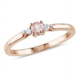 thumbnail image 1 of AMOUR Round Cut Morganite and Diamond Accent Ring In Rose Plated Sterling Silver, 1 of 1