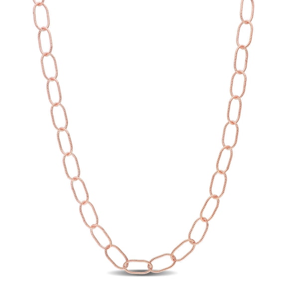 AMOUR Twisted Rolo Chain Necklace In Rose Plated Sterling Silver, 30 In